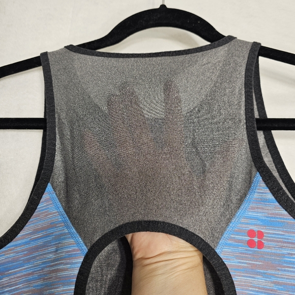 SWEATY BETTY Blue Grey Reversible Cut Out Cropped Sleeveless Crop Top Medium - Picture 8 of 13